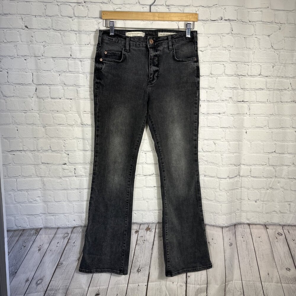 Pilcro & The Letterpress Anthropologie High Rise Bootcut Black Gray Jeans 28